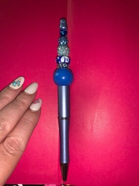 Blue Beaded Pen with unique beads